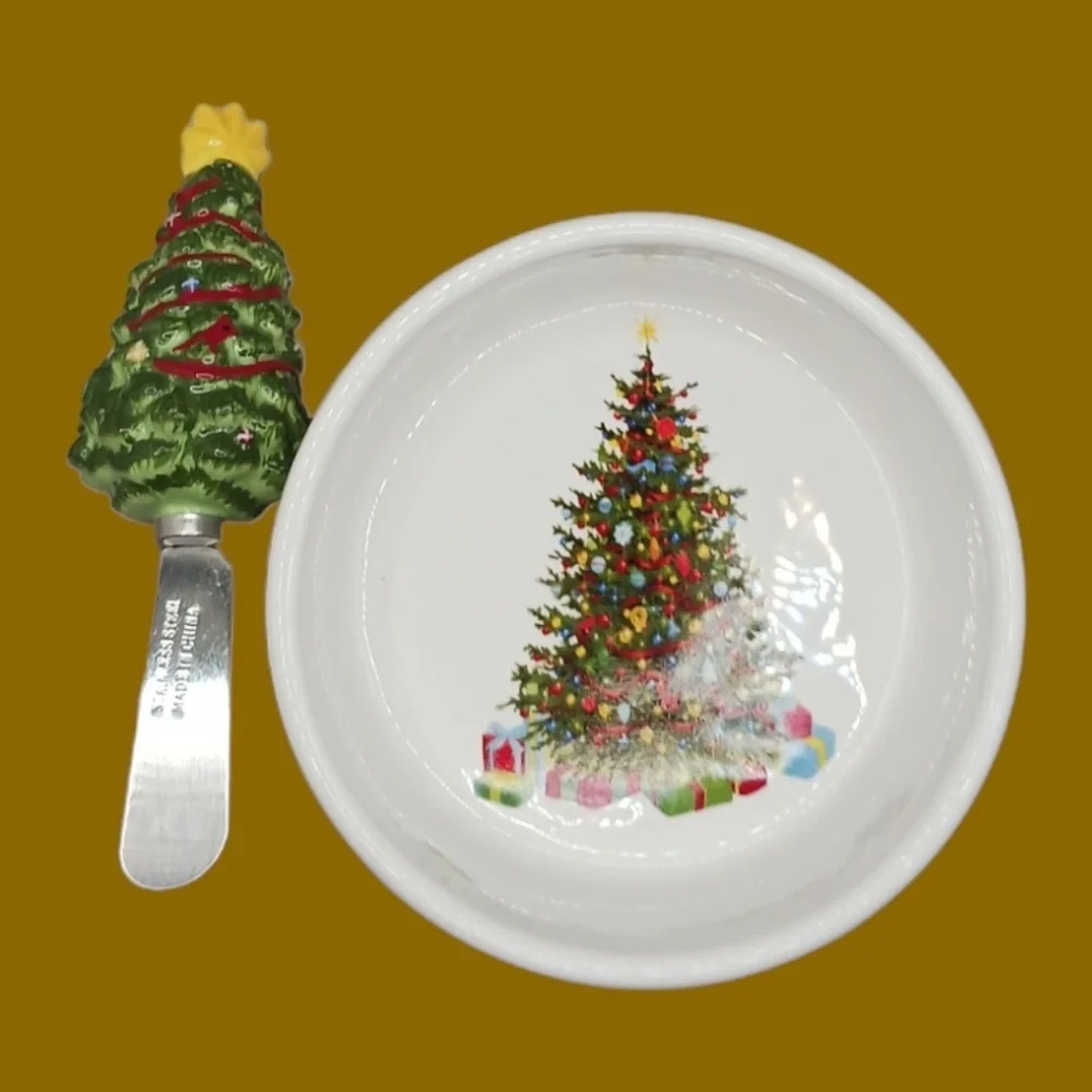 Martha Stewart dip mix set christmas bowl & knife